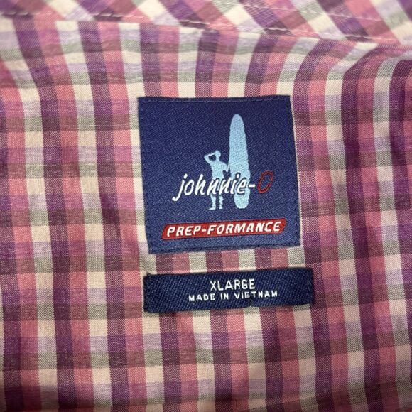 Johnnie-O Shirt Mens XL Pink Plaid Prep-Formance Button Long Sleeve Nylon Bamboo - Picture 5 of 9